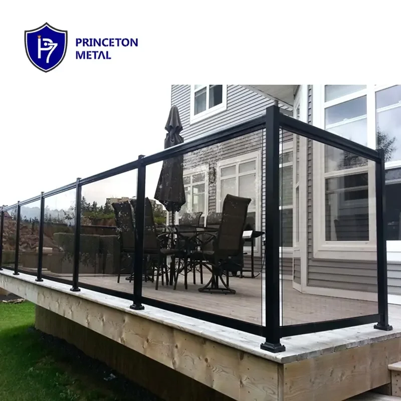 Building Panels glass railing Balustrades  Exterior Staircase Corrosion-resistant Aluminum Framed Glass fence For Stairs