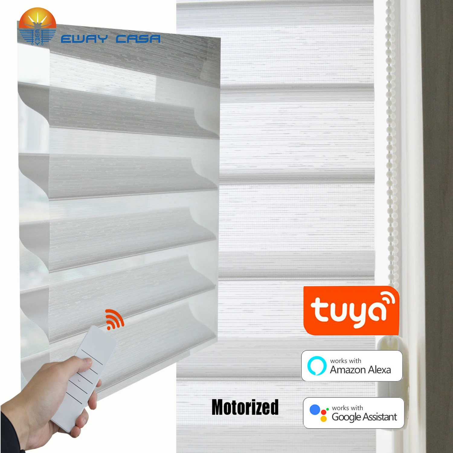 Smart Matters Shangri-La Blinds for Windows Motorized Cordless Blinds,3 Layers Sheer Motorized Smart Shangri-la Blinds MSB_TC72