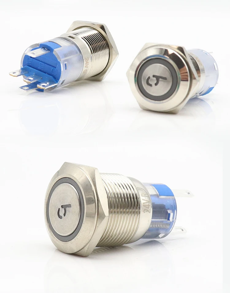 16/19mm Reset Latching Lock Metal Button Switch LED With Light Number Symbol 1234567890 Elevator Waterproof DIY Buttons