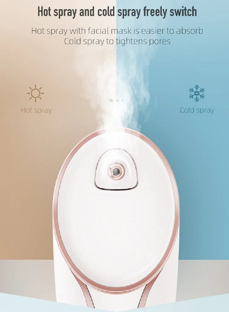 Cold &Hot Vaporizer Multi-functional With Led Light Face Humidifier Facial Steamer Nano Mist Spray