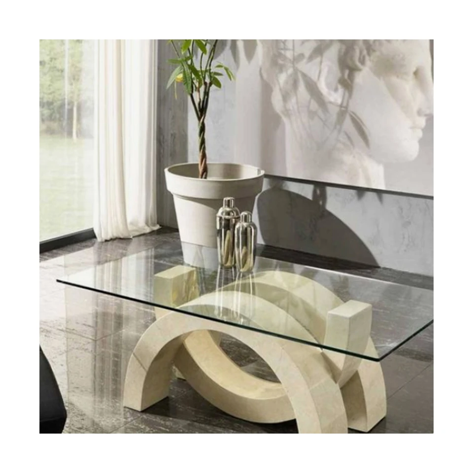 Мебель для столовой 6/8 мест столешница из закаленного стекла с ножками травертина современный обеденный стол и