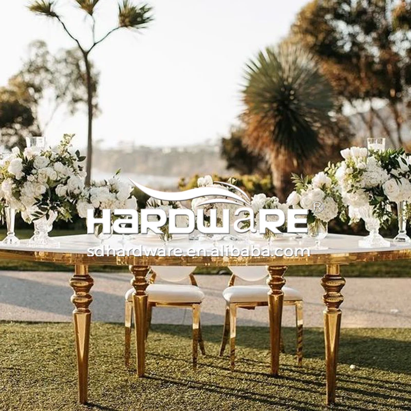 Stainless Steel Frame Gold Centerpieces Wedding Event Hotel S Shape Wedding Table