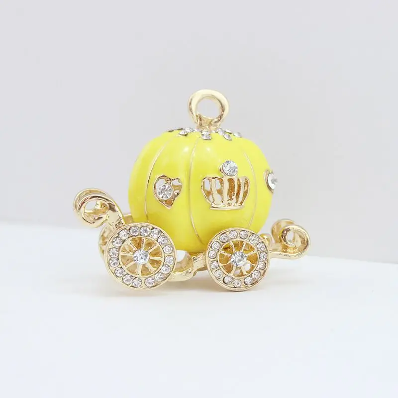 Wholesale 45mm 3D Blue Cinderella Pumpkin Carriage Crystal rhinestone Necklace Pendant Charms