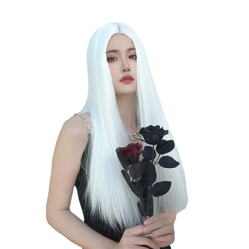 Factory Wholesale Cheap Wigs Super Long Wigs Straight White Wigs Synthetic Hair Glueless Human Hair