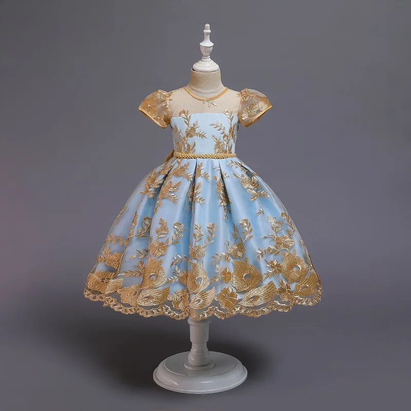 2022  0-10 years Baby Girl Dresses Party Big Bow Flower Princess Embroidery Frock designs Lace Beaded Prom Kids Wedding Dress