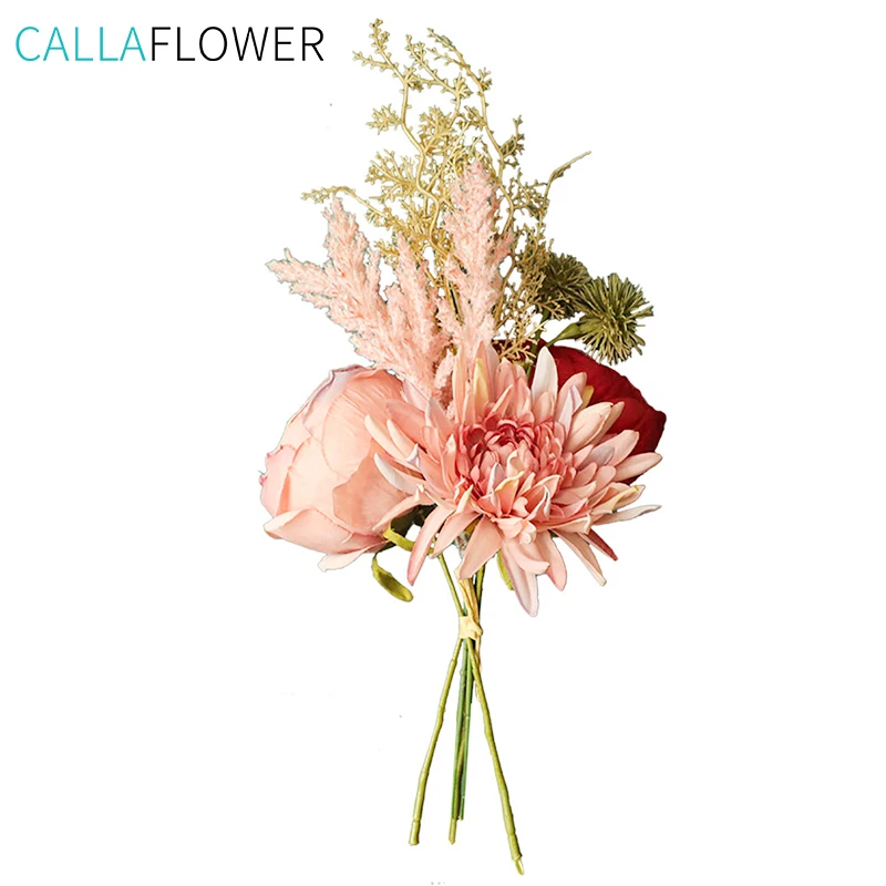 INS Wedding Home Decoration Rose Artificiales Bride Holding Artificial Peonies Flower Bouquet