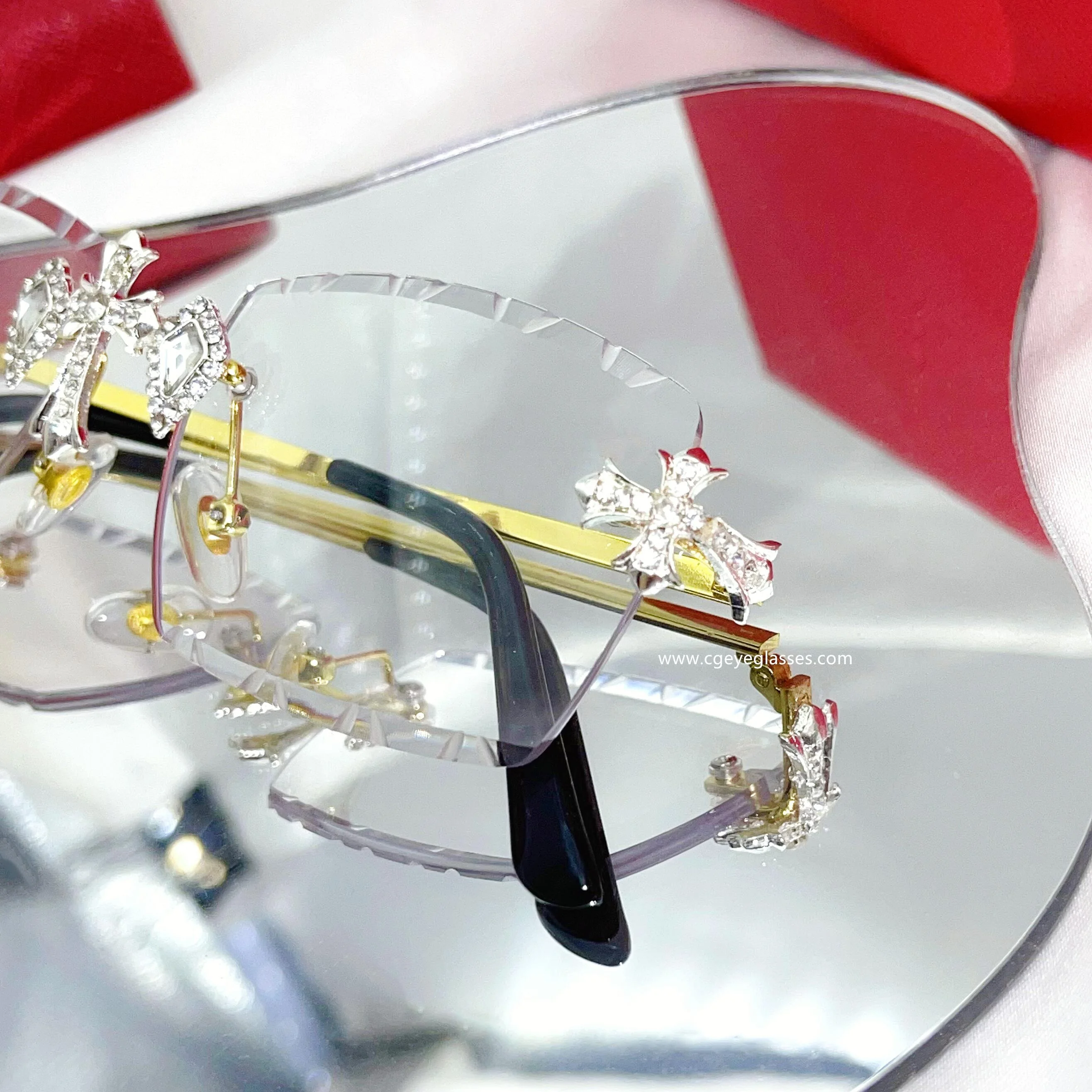 2023 Fashion Brand Design Vintage Rimless Rhinestone Sunglasses Women Men Retro Cutting Lens Gradient diamonds Sun Glasses UV400