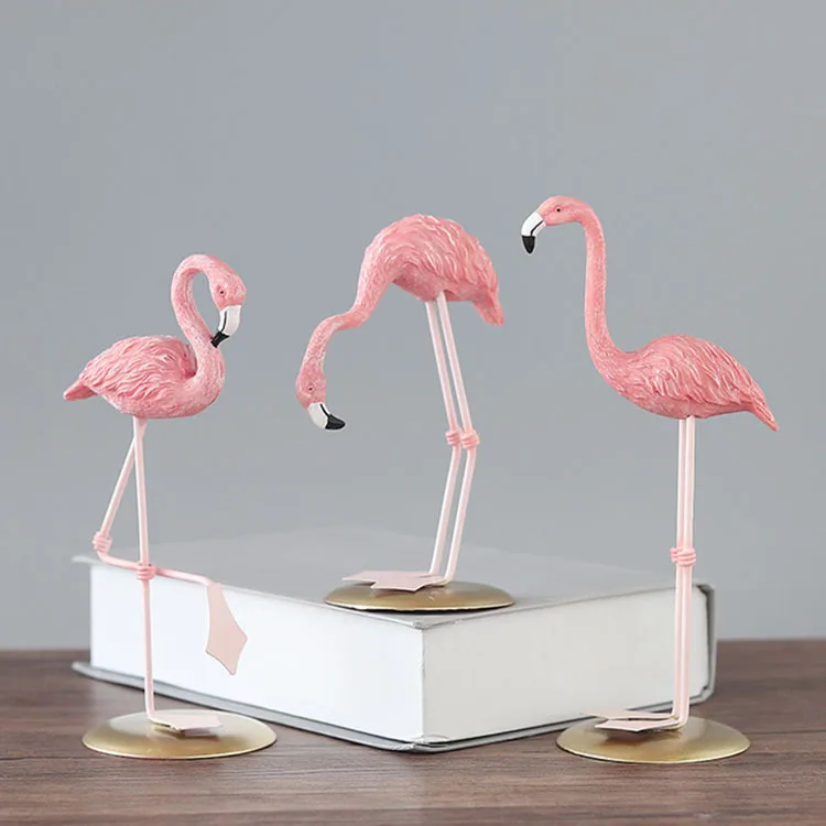 Nordic Ins Flamingo Resin Decoration Living Room Bedroom Pink Girl Heart Birthday Gift Resin Moderns Home Decor