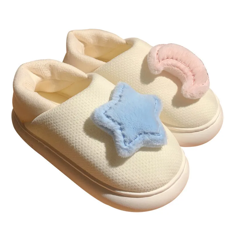 XIXITIAO star moon lighted sublimation plush fluffy socks slipper indoor shoes  fluffy indoor slippers for women