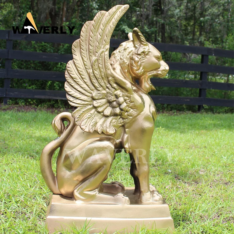 Литая на заказ медная статуя Гриффина Золотая скульптура большого размера бронзовая латунная металлическая Крылатая кошка Горгулья
