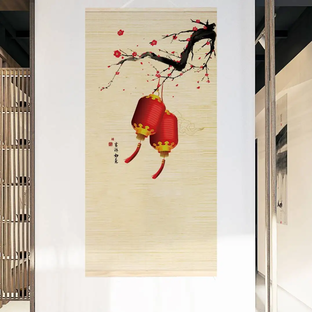 Eco friendly art decor printed bamboo wall hanging printing for home office decoration