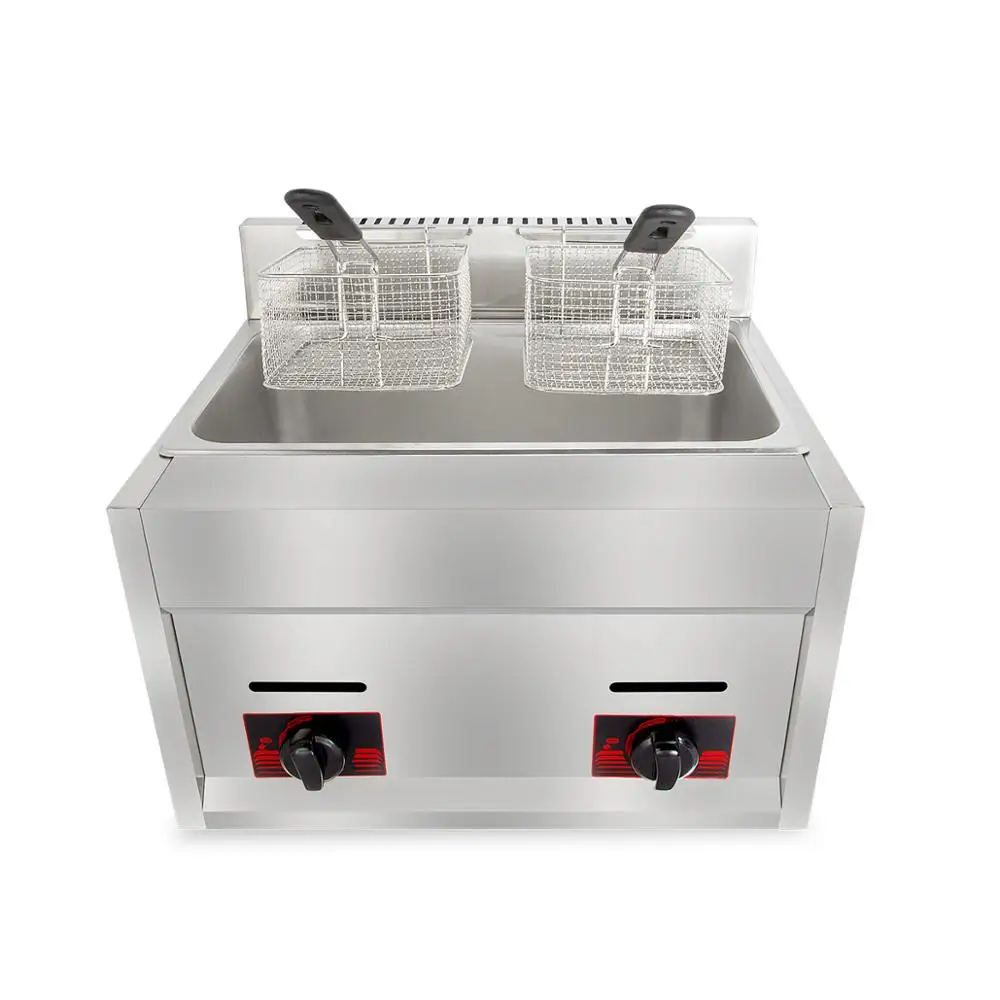 6L+6L Commercial Stainless Steel Counter Top  Gas Deep Fryer with 2 Basket Fried chicken Machine