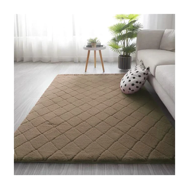 Popular Hot Selling Rabbit Fur 3D Design Area Rug Carpet tapete for Home Floor Living Room