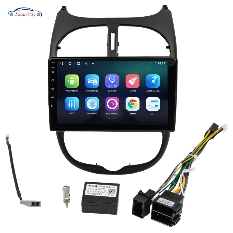 Автомагнитола на Android для Peugeot 206, мультимедийный плеер, GPS-навигация, центральное управление, большой смарт-экран, 2 Din, стерео-приемник, аудио