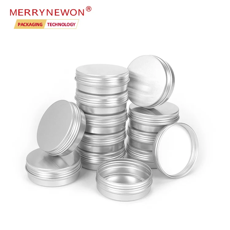 
60g 60ml 2 Ounce 2oz Silver Aluminum Jar Tins With Screw Lid Portable Makeup Skin Care Cream Tea Metal Sealed Packaging 2oz 