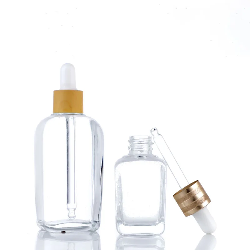 2024 modern label printing 1 ounce 50ml glass thick bottom large dropper bottle with silicone lid