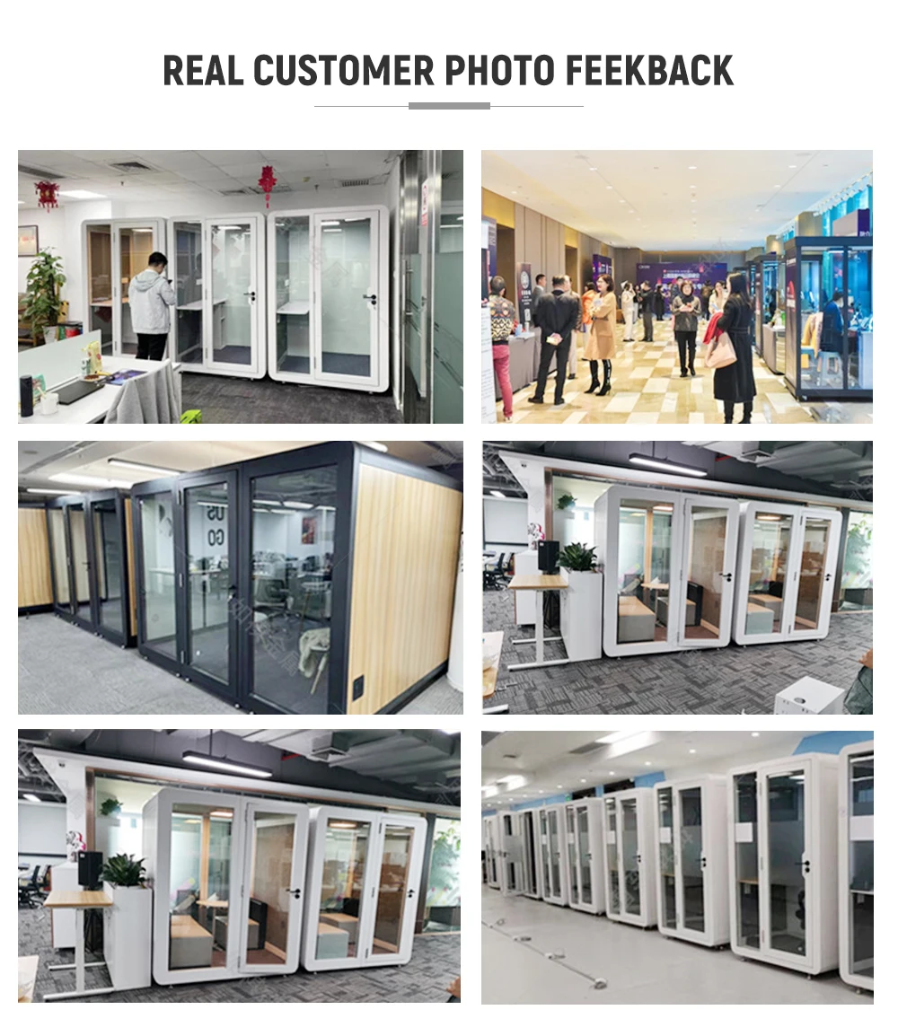 OEM custom soundproof phone booth meeting pod indoor 4 seat modular working pod office phone pod for private call and meeting