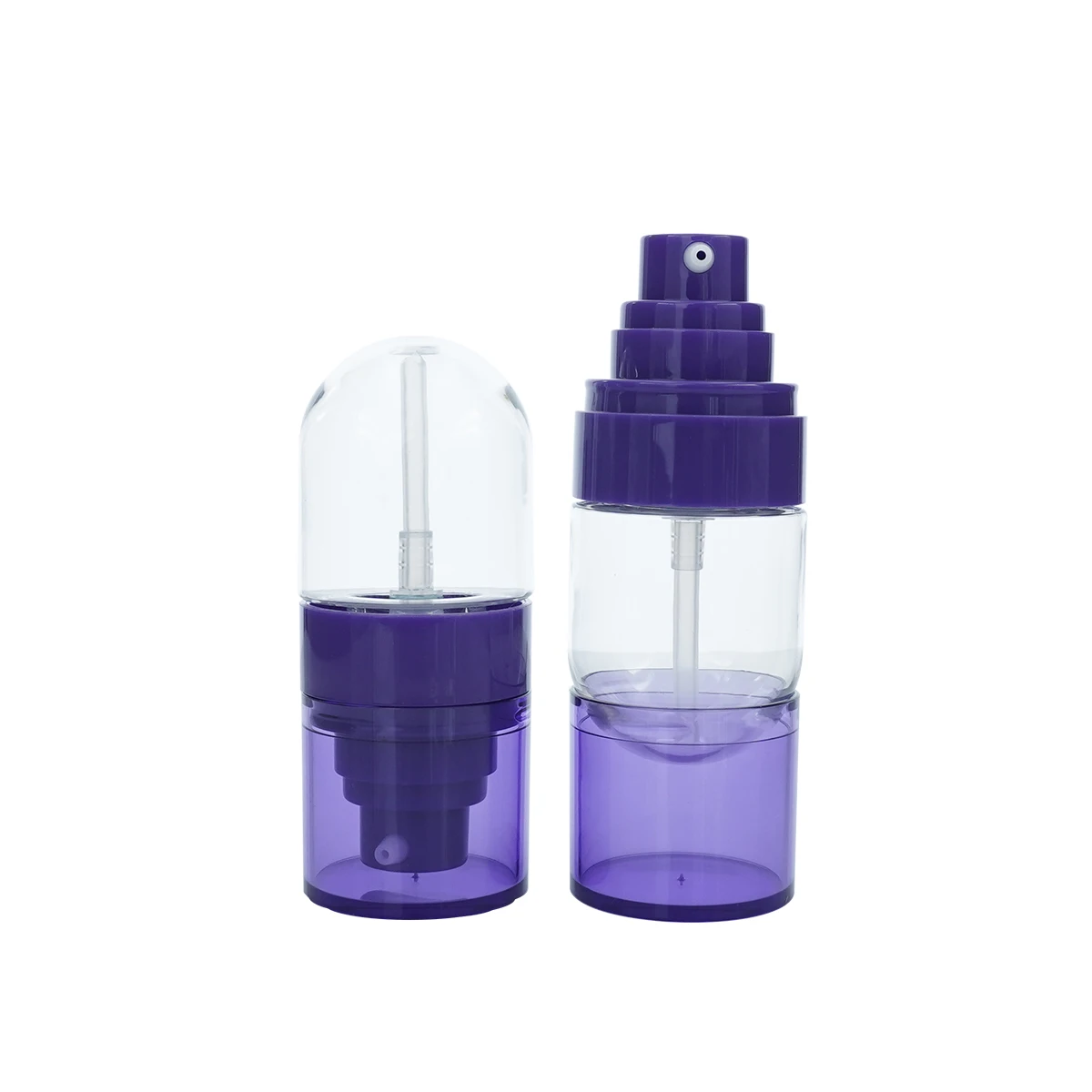 High Quality One Box of 7 Pieces 30ml Cosmetic Empty Purple Can be Placed Upside Down Plastic Lotion Bottle with Pump