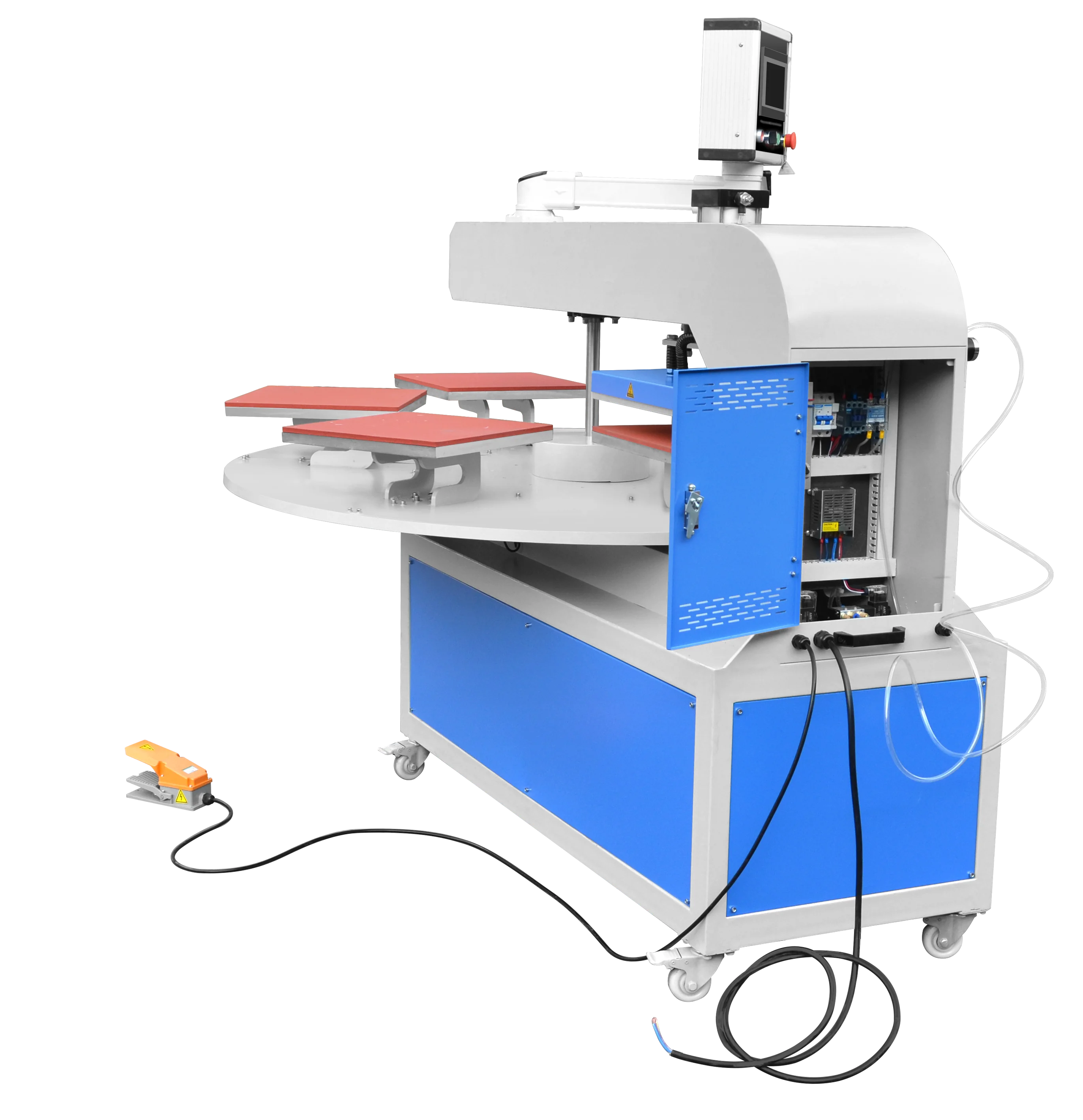 Carousel Rotation Pneumatic Fully Automatic Turntable Robotic 6 Station Heat Press Machine For Fabric Clothes T-shirts