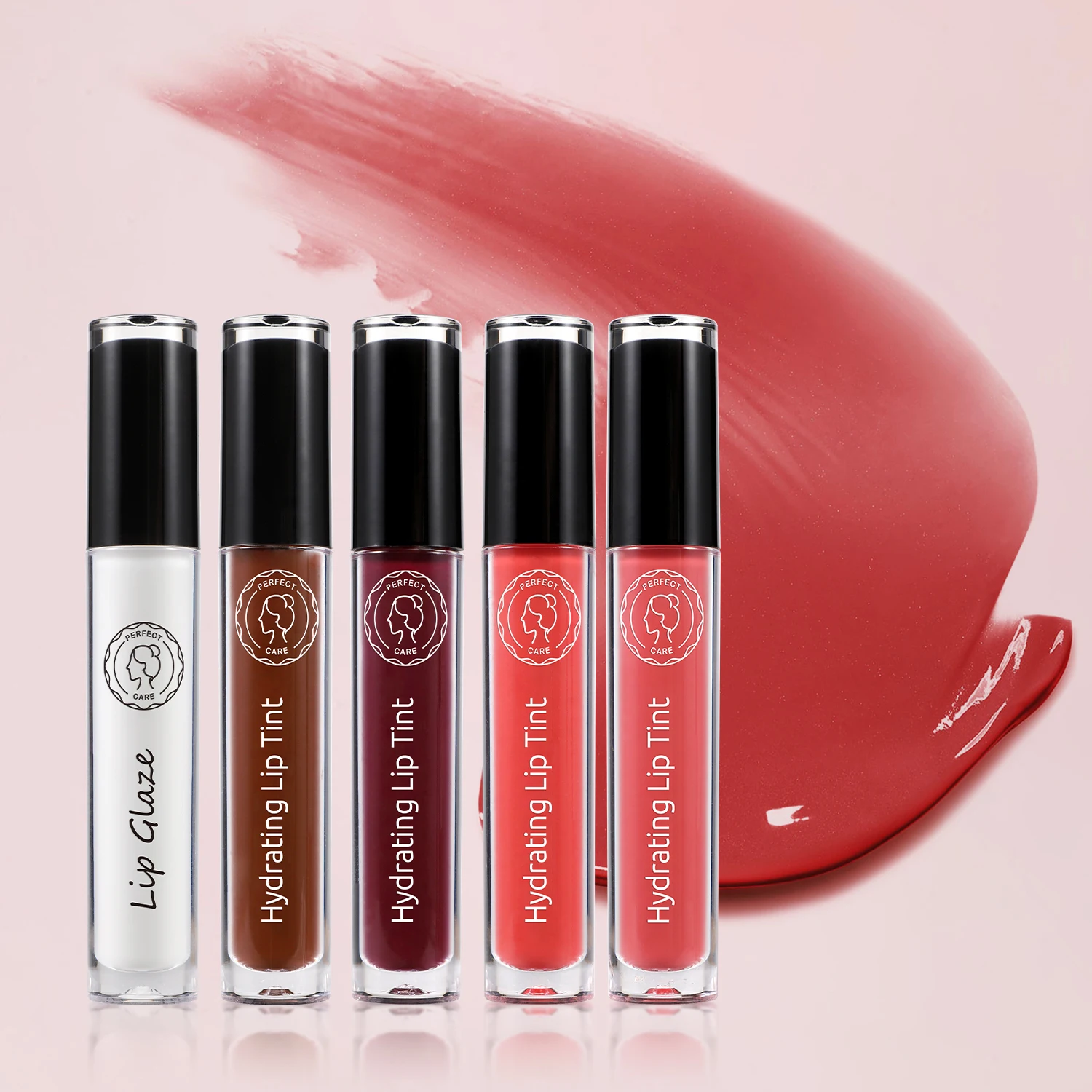 Perfectcare New 5-Color Glossy Matte Lip Gloss Waterproof Lipstick Long-Lasting Non-Stick Lip Glaze For Cosmetic