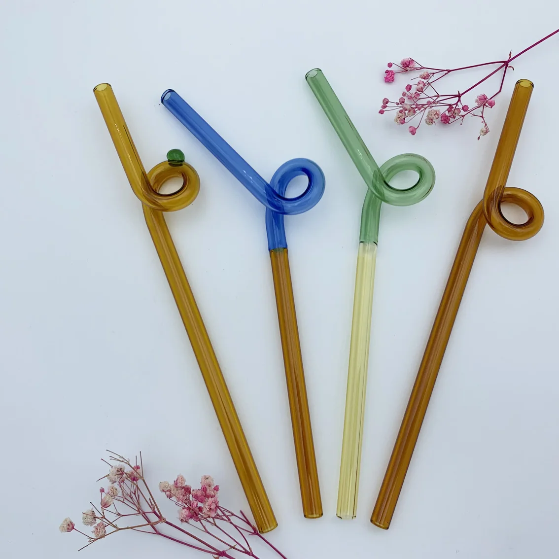 Glass Drinking Straws Eco Friendly Reusable Straw for Smoothies Milkshake Bar Drinkware