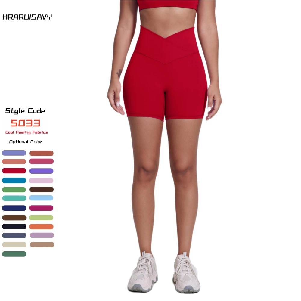 HEARUISAVY Cooling Fabric V Waist Biker Shorts Premium Thick Workout Running Shorts For Women Gym Fitness Wear