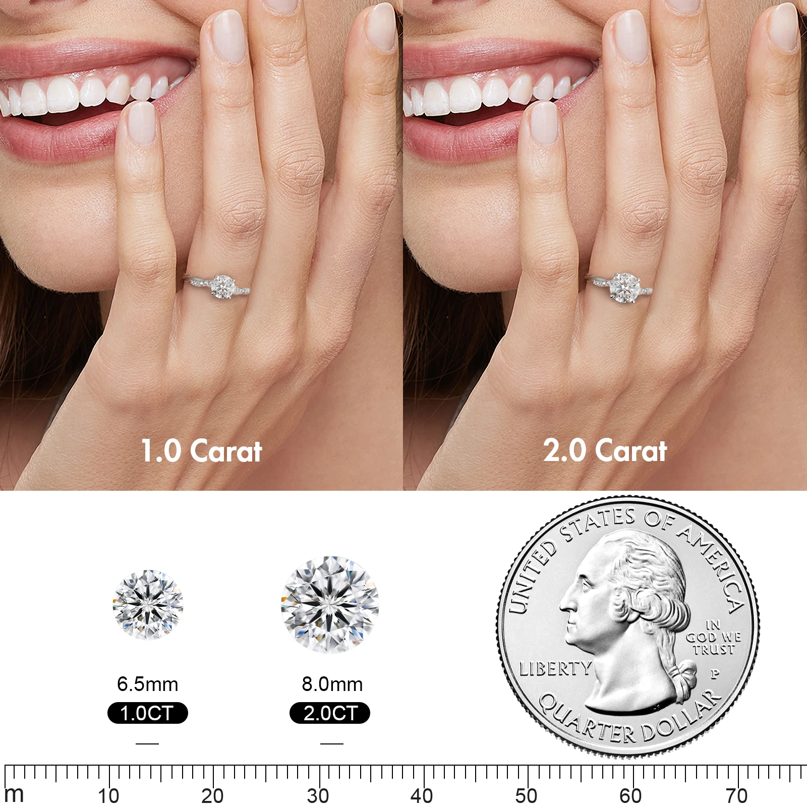 18K Solid White Gold 4-Prong Petite Twisted 1.0 CT IGI Certified Lab-Grown Diamond Women Wedding Engagement Promise Bridal Ring