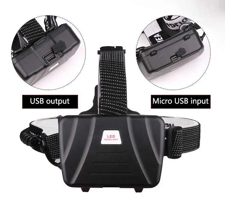 2000 Lumens Multifunction Headlamp P70 Outdoor Led Zoom Headlights Rechargeable With Power Bank