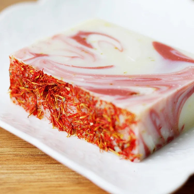 Private Logo Natural Herbal Saffron Coconut Milk Soap Bar Cold Press Essential Oil Multi-layer  Soap