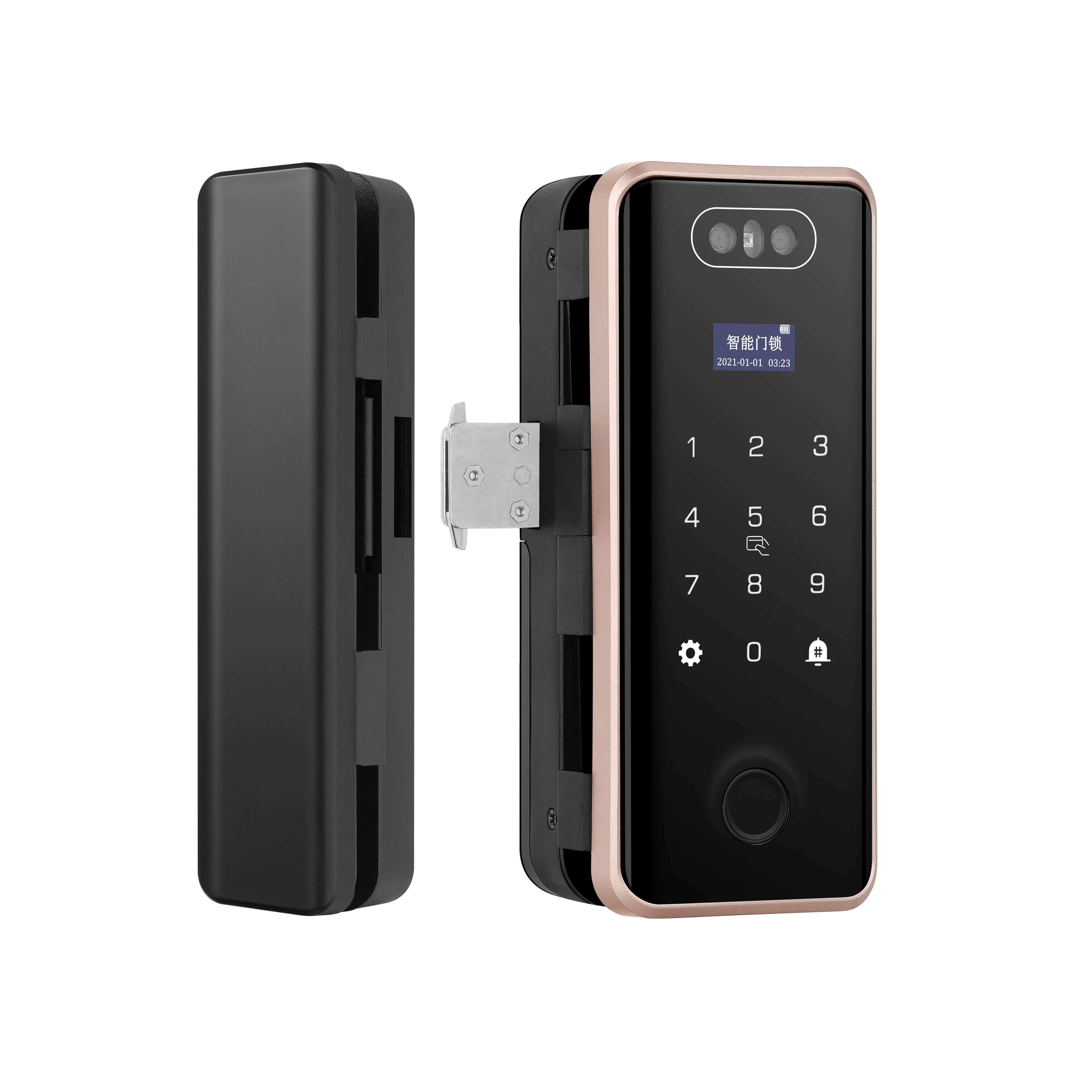 Fingerprint access lock tuya door lock with face recognition code password keyless entry for steel glass sliding door