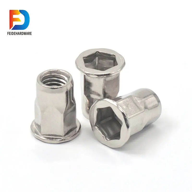 OEM ODM GB Rivet Nut Sample Offered Rivet Manufacturer  M3 M4 M5 M6 M8 Semi-hexagonal Stainless Steel Nut Rivet