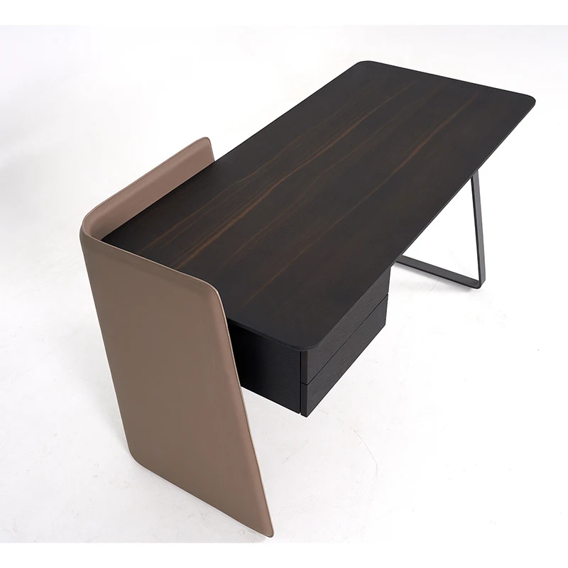 Manufacturer Wood Veneer Standing Office Home Computer Desk Modern Design Steel Leg Computer Desktop Table