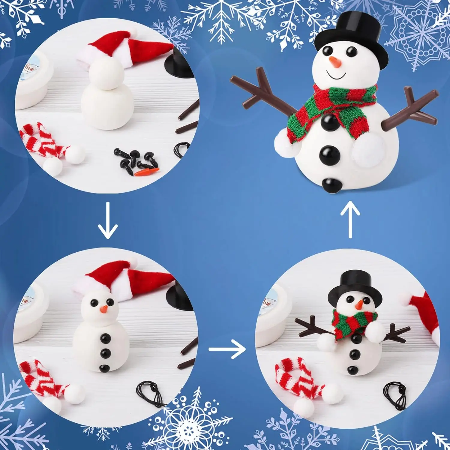 9 Pack Build a Snowman Kit Snowman Crafts for Kids,Modeling Clay Snowman DIY Kit, Christmas Stocking Stuffers
