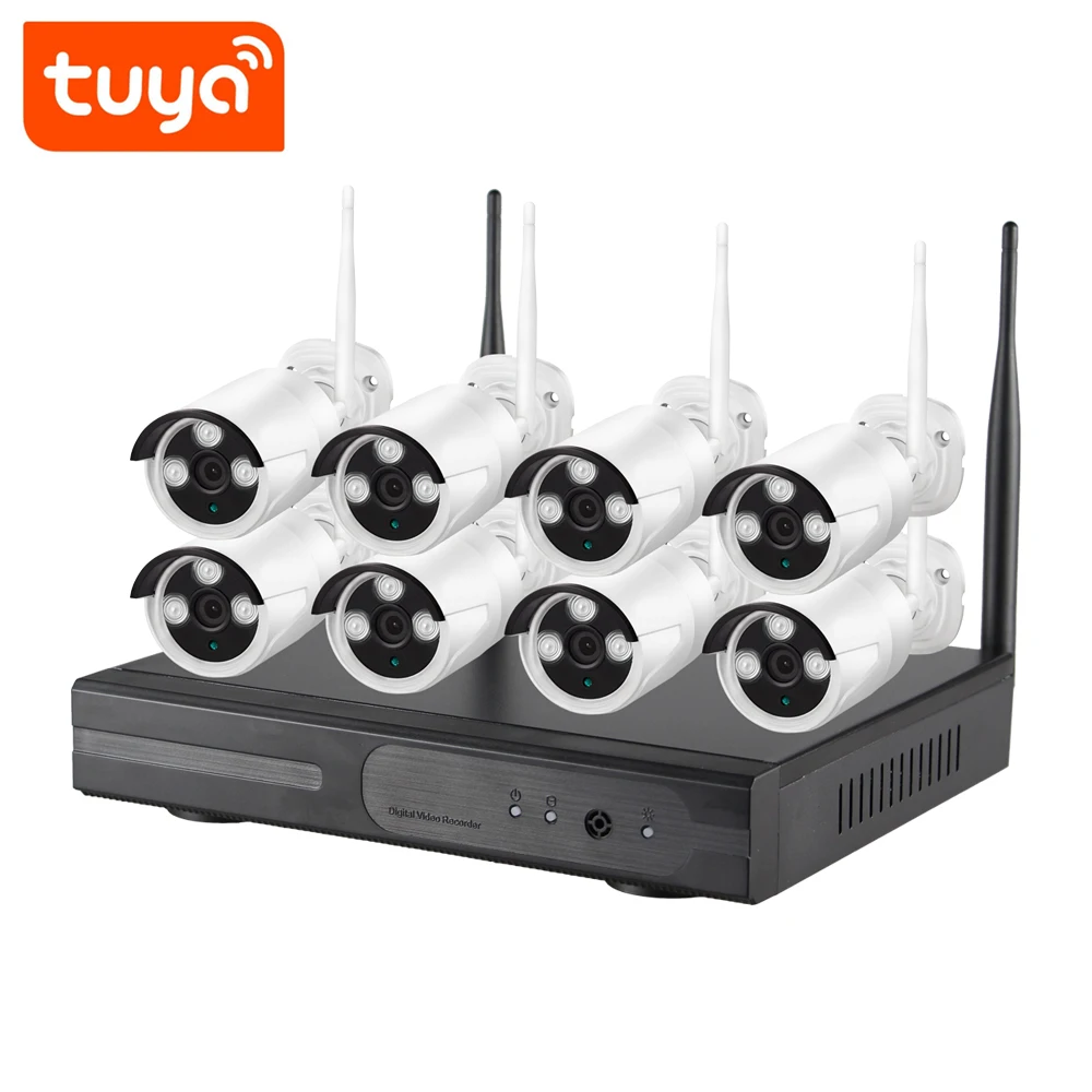 
TUYA H.265 Wireless NVR Set 4CH 8CH Security Camera System Kit 2MP HD IP Camera5MP Outdoor Waterproof CCTV Video Surveillance 