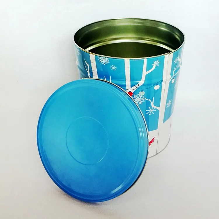 Wholesale Food grade Metal Round  Hallowmas USA Market New Design Empty Popcorn Tin Can Coffee Bscuit Box Cookie Can