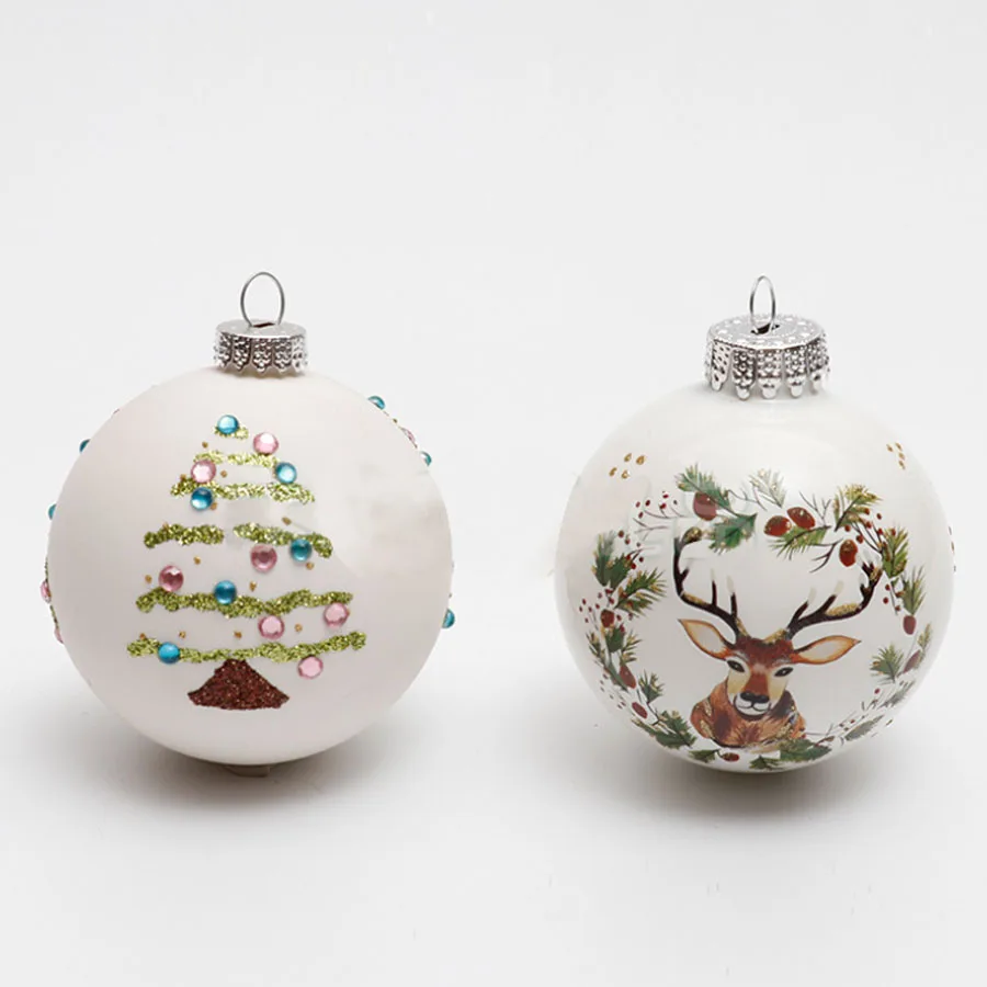 Custom Print Glass Ball Christmas Tree Hanging Ornament Decoration Pendant