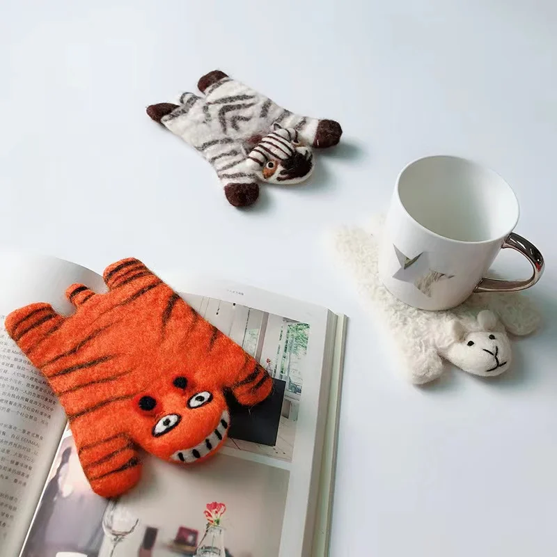 Ins Festival Decoration Square Round Felt Coaster Set Absorbent Wool Felt Drink Glass Coaster