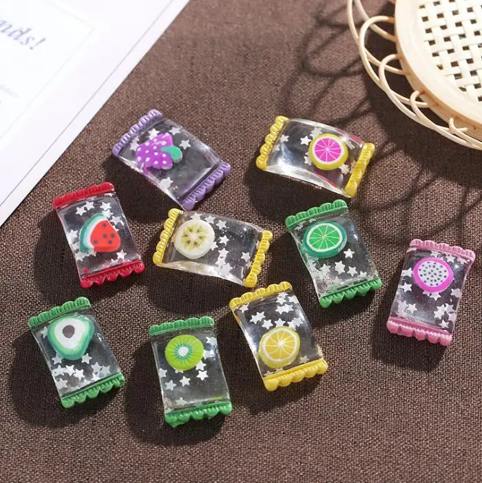 Korea Style Crystal Fruits Candy Resin Charm Kawaii Slime Charms In Promotion