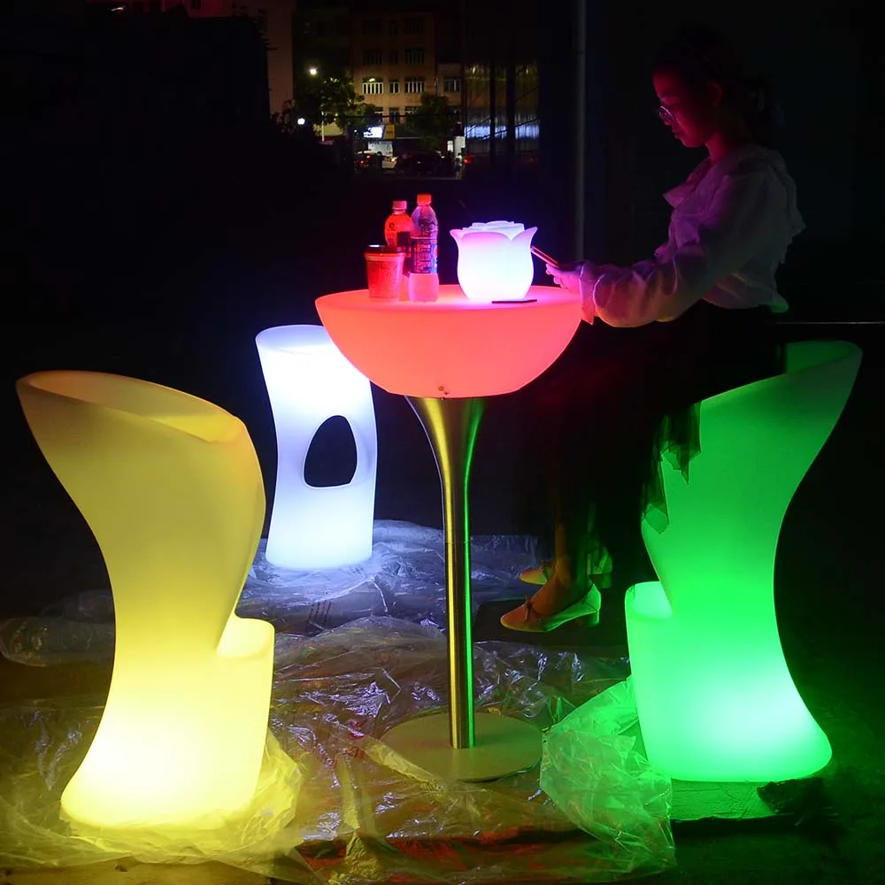 
coffee outdoor plastic led light up furniture high cocktail bar tables and chairs for events party wedding nightclub used 