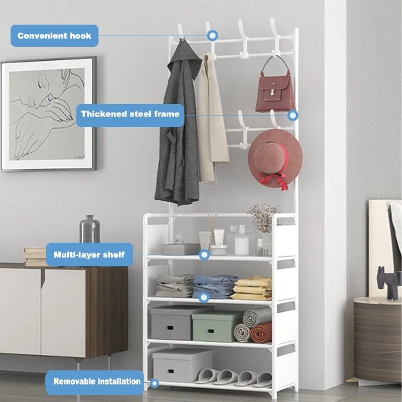 Simple dormitory indoor good-looking dustproof door rental home shoe rack coat rack integrated 2022 hot new