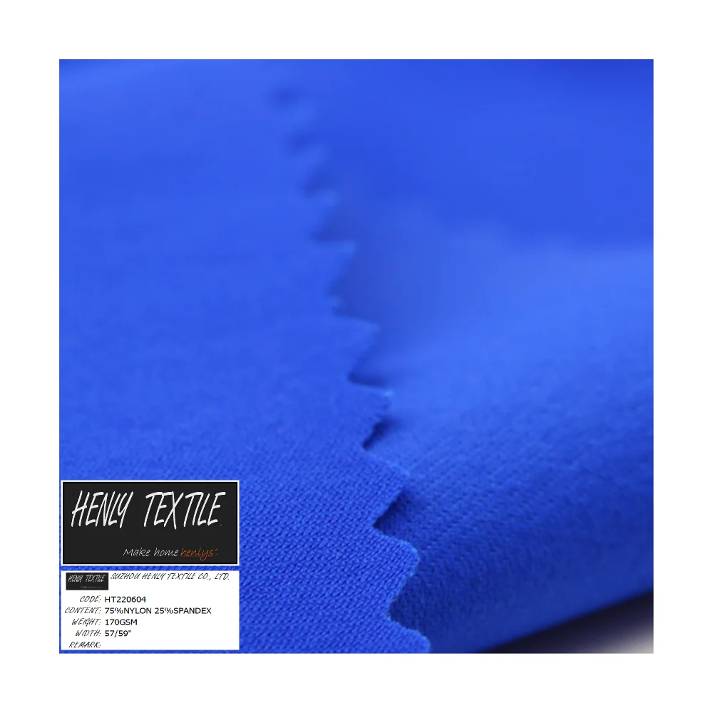 HT220604 75%NYLON 25%SPANDEX 170GSM TRICOT Fabric for Sportswear Lycra Spandex Fabric 4 Way Stretch Fabric Knitted Medium Weight
