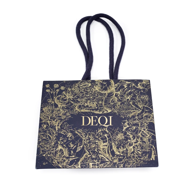 Offset printing custom luxury boutique jewellery big brand store paper tote shopping retail gift bag with handle for packaging