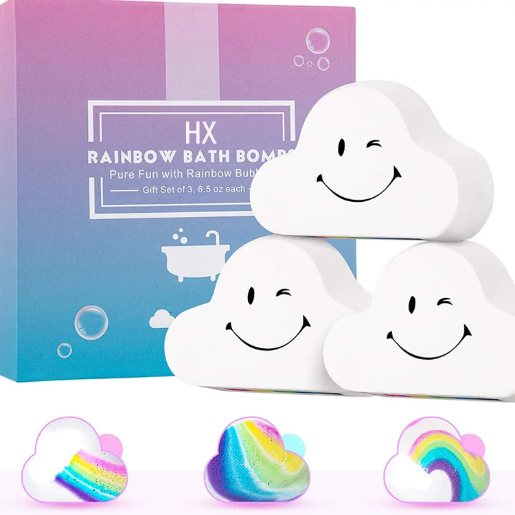 
Perfect Christmas Natural CBD Oil Colorful Shea Butter Vegan Organic Hemp Rainbow Cloud Bath Bombs Gift Set 