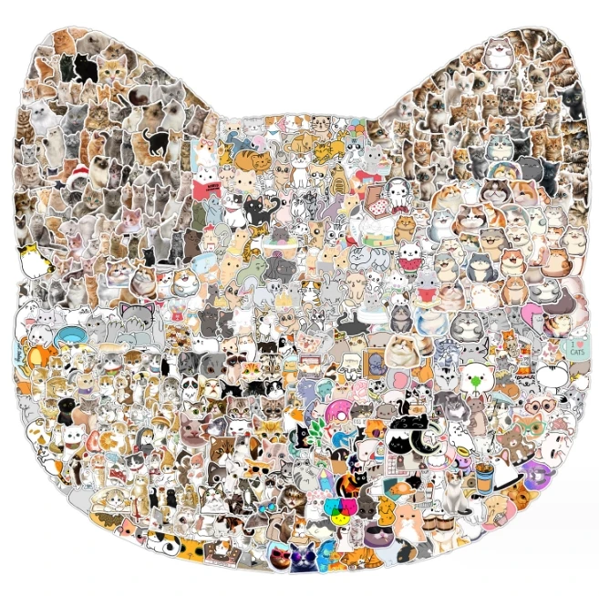 The latest 50 cute kitten puppy doodle cell phone water cup computer waterproof handbook custom stickers