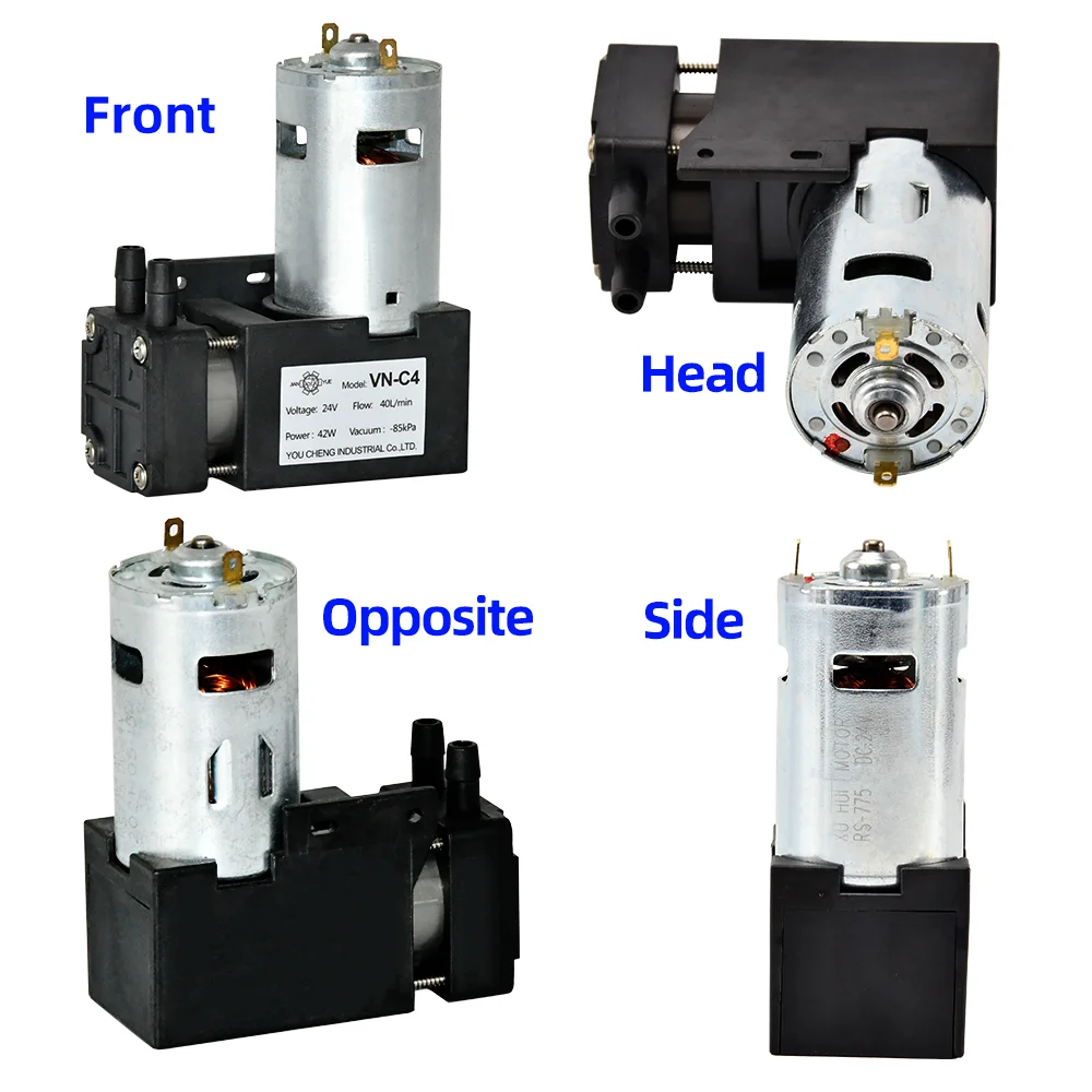 Small DC 12v/24v air negative pressure single head pistoni vacuum pump with  brush motor for printing
