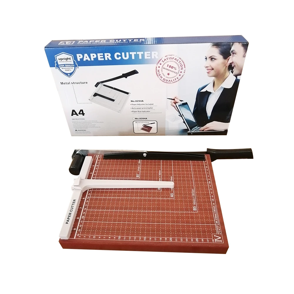 wooden A4 manual desktop trimmer paper cutter guillotine with press bar BRIGHT OFFICE factory direct sales