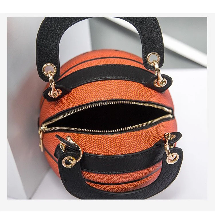 New wholesale custom Round Basketball Shaped bags Fashion large black basketball chain purse women