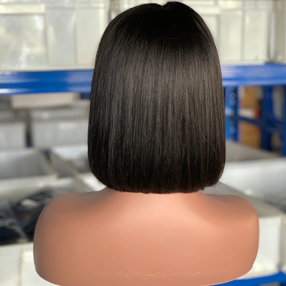 10 12 14 Inch 200% Density Black Bone Straight bob wig, short bob wigs human hair lace front,Cheap Short Wigs for black women