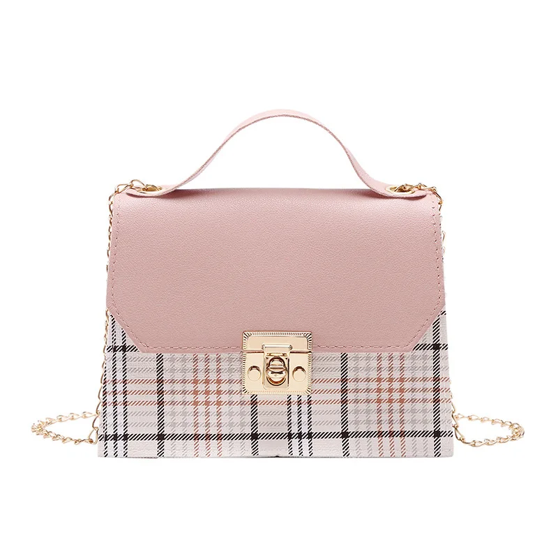 RU Checked Lock Portable Chain Small Square Bag Small Shoulder Bag Women Shoulder Bag Handbags With Lock