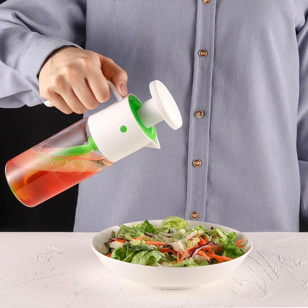Household Items Salad Dressing Container Cruet-Leak Proof Glass Shaker Bottle 10oz Homemade Salad Dressing Mixer